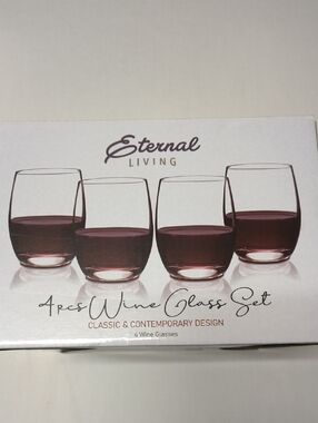 Rose-Tinted Stemless Wine Glasses - Set of 4 New In Box Never Out Of Box